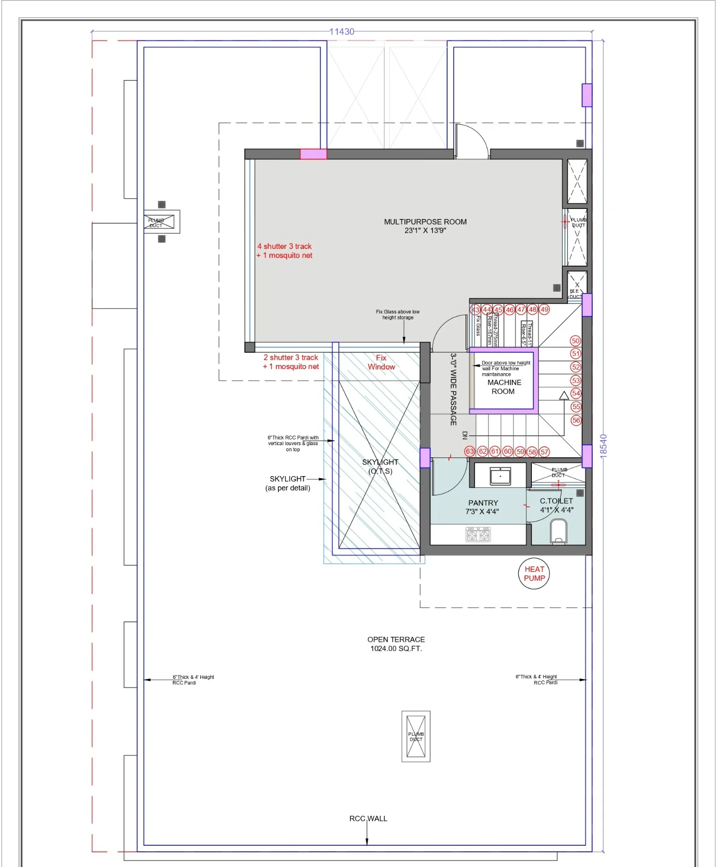 Asaṁvṛta terrace floor plan