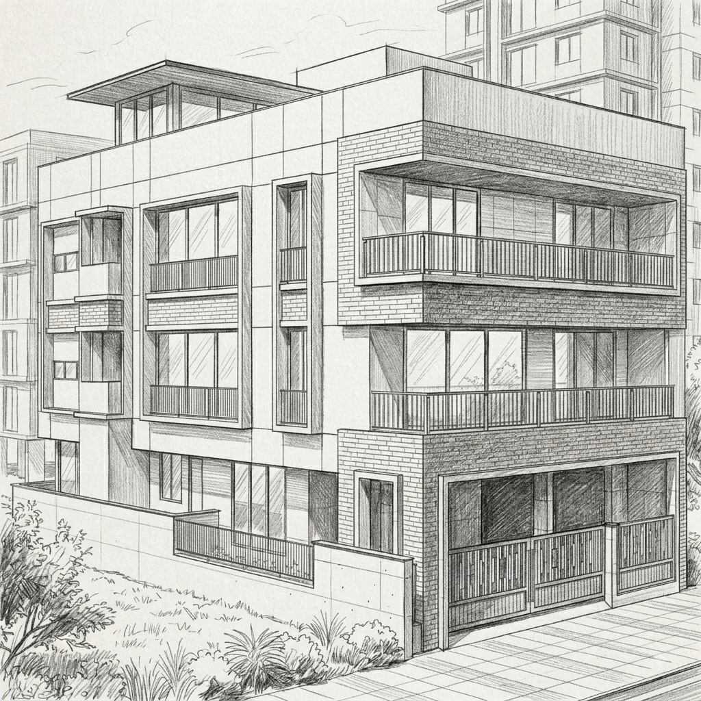 Asaṁvṛta, concept sketch, street corner