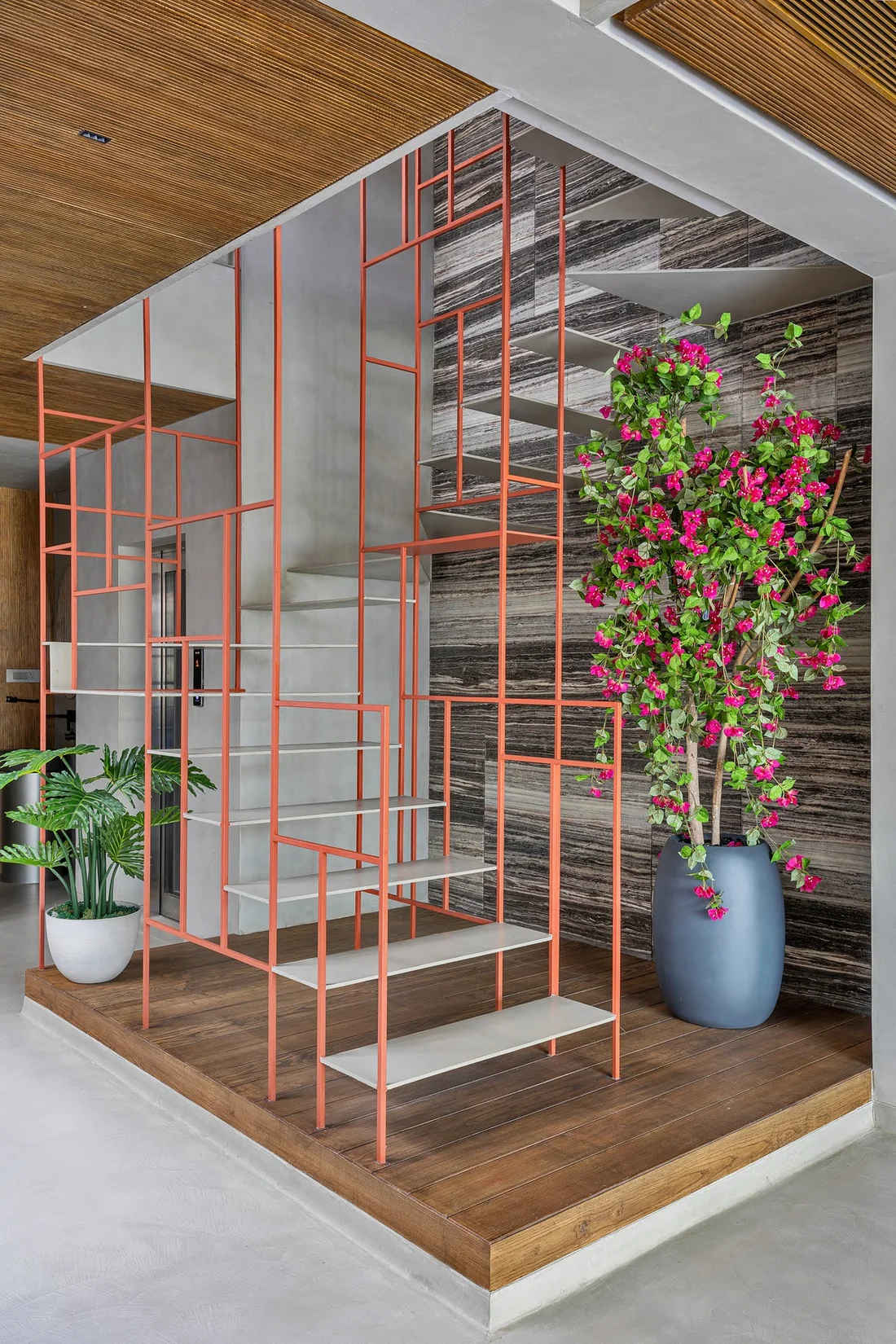 Metal Life, copper-toned steel-mesh partition