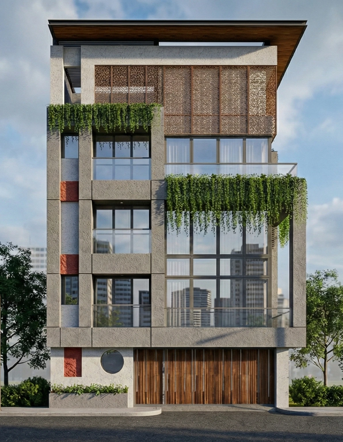 Ṛju, street elevation by day