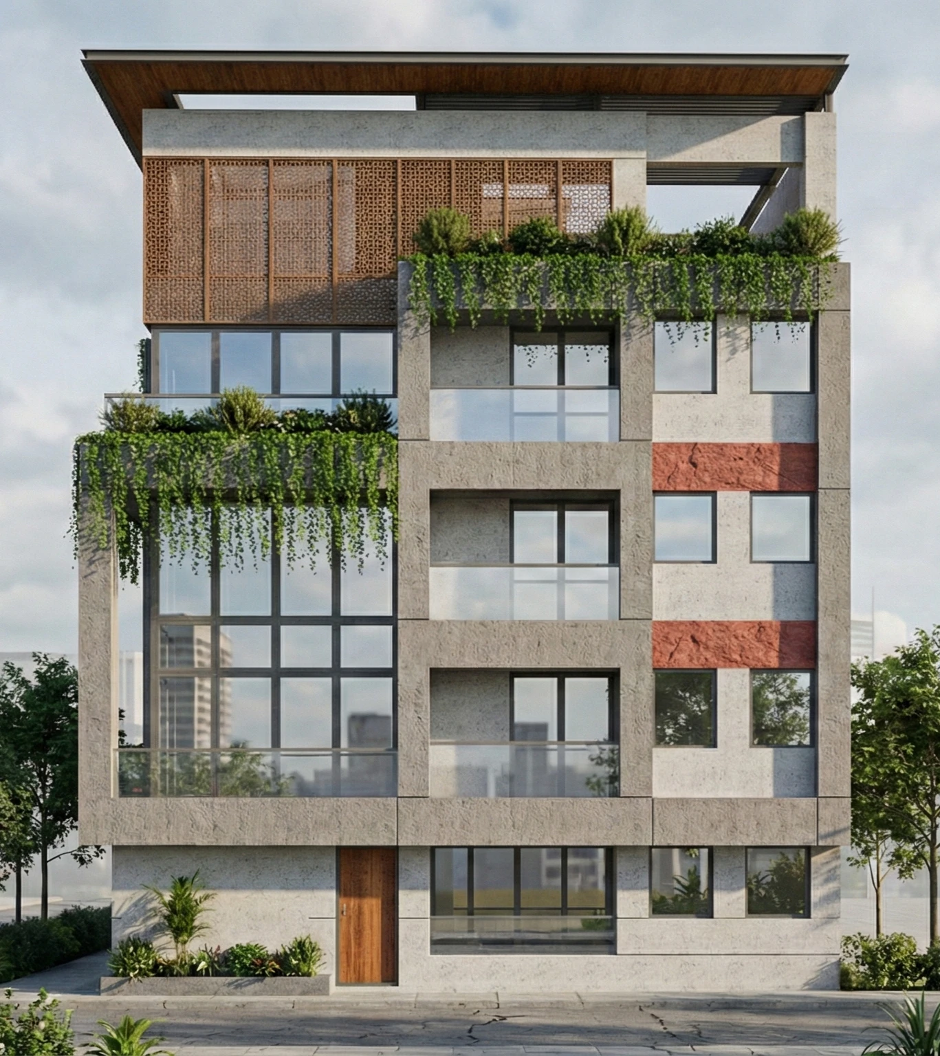 Ṛju, layered front elevation