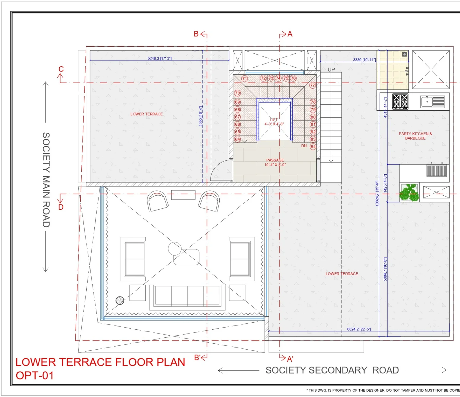 Ṛju lower terrace floor plan