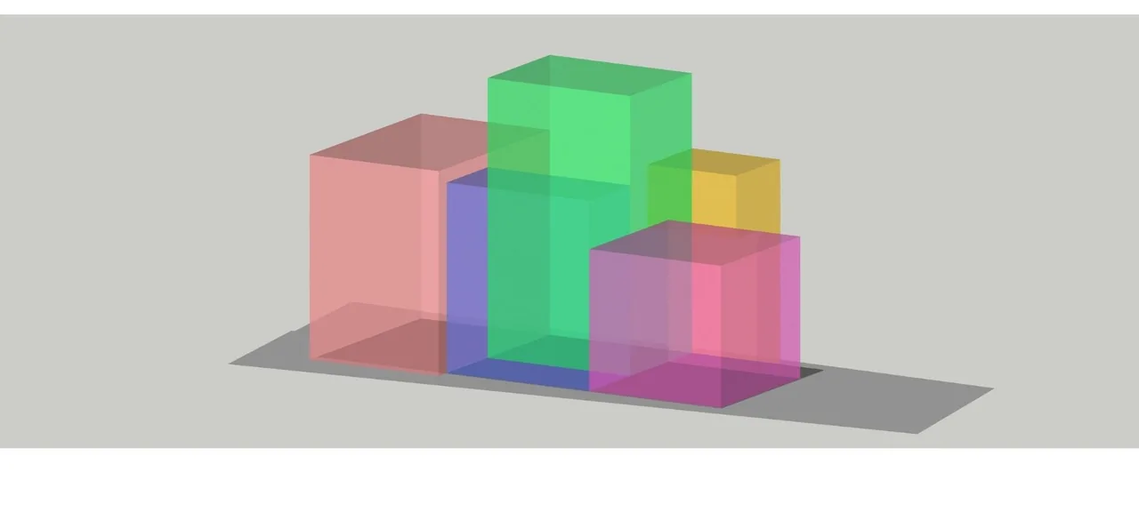 Urdhva massing study, programmatic volumes