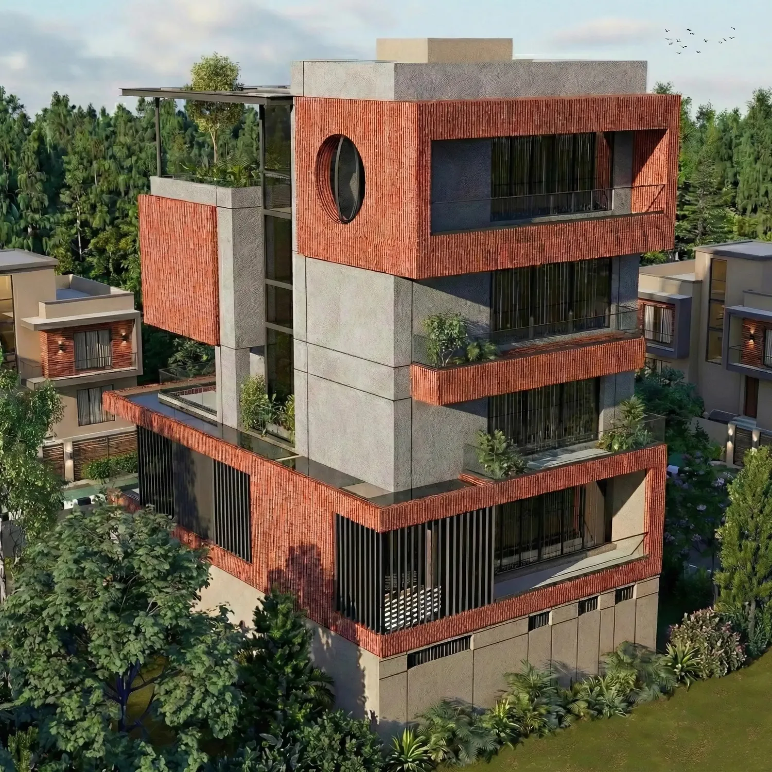 Vritta, garden-corner elevation
