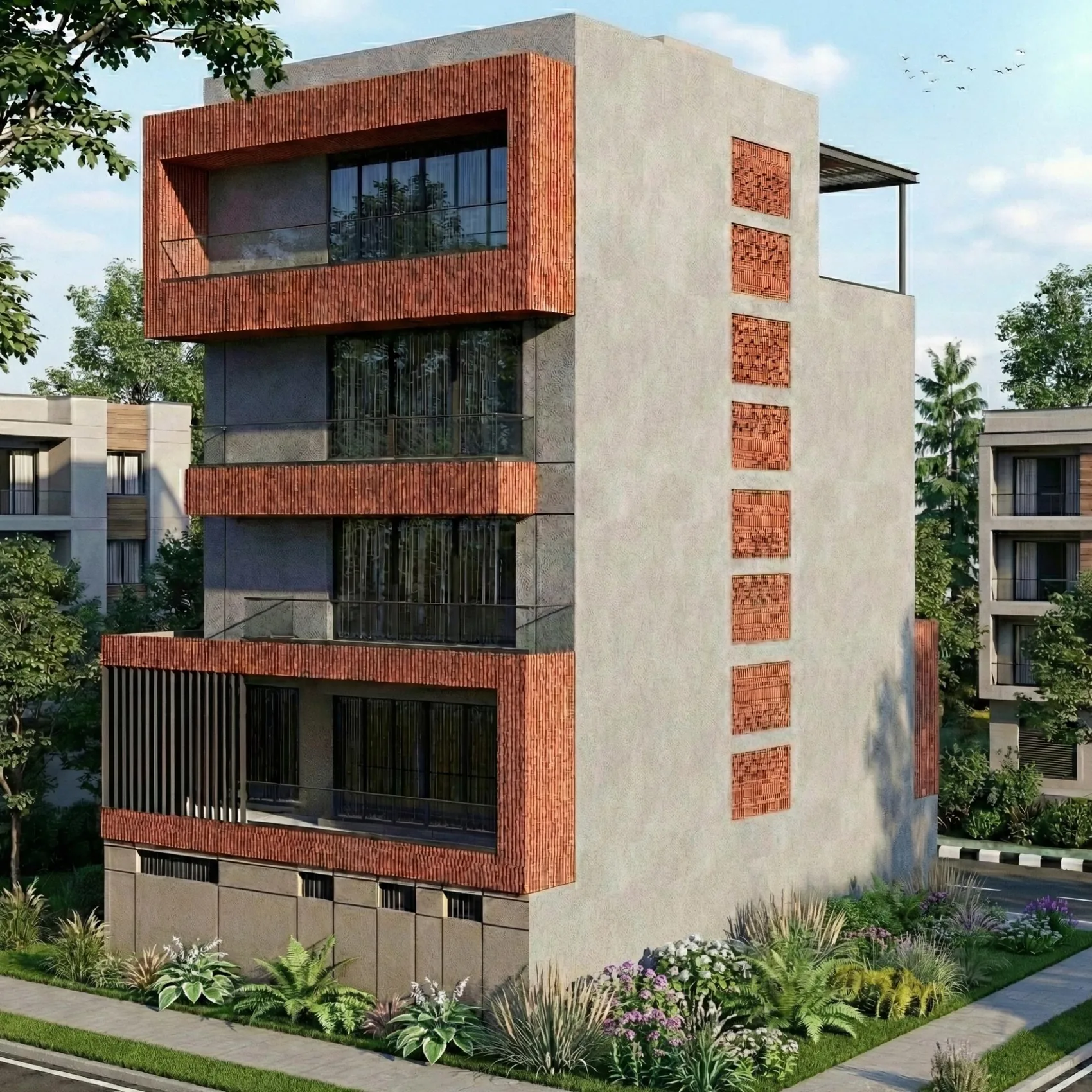 Vritta, street elevation by day
